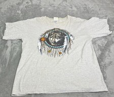 Vintage 90s Wolf Nature Short Sleeve T Shirt Men  s Size Large Gray