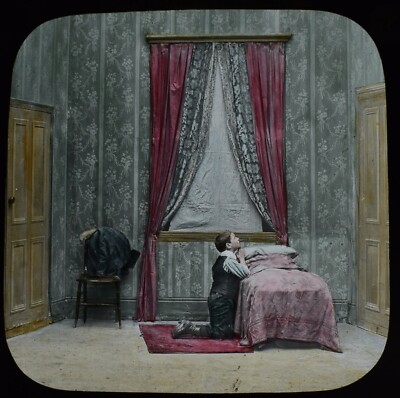 ANTIKES magisches Laternen-Dia LITTLE DAVIE NR.14 UM 1890 FOTO VIKTORIANISCHE GESCHICHTE SCHAUSPIELER