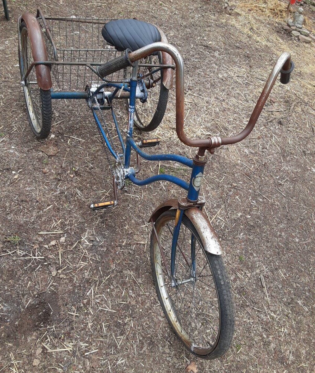 vintage sears 3 wheel bicycle Vintage SEARS Adult Three Wheel Bicycle Trike w/ Basket