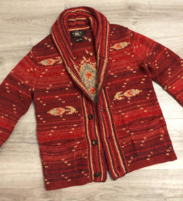 RRL Ralph Lauren Shawl Collar Hand-Knit Chimayo Cardigan RRL Ralph Lauren Shawl Collar Hand-Knit Chimayo Cardigan
