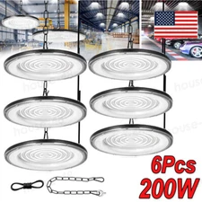 6X 200W High Bay LED Light UFO Industrial Shed Warehouse Factory Farm Fixtures
