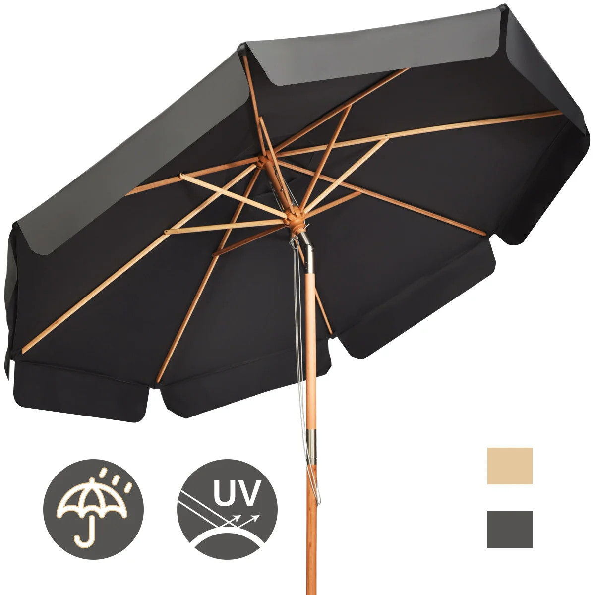 Parasol inclinable 300 x 261 cm anti-UV grand format mât central solide