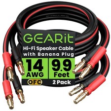 14 AWG Speaker Cable with Banana Plugs - Bi-Wire Bi-Amp HiFi Surround Sound Wire