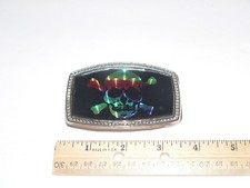 Vintage Skull  Cross Bones 1970's 681 holographic series belt buckle