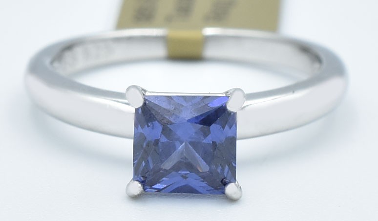 LAB CREATED 1.08 Cts AAA TANZANITE RING SOLID .925 STERLING SILVER  -NWT