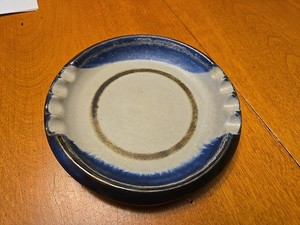 Vintage Ceramic Pottery Ashtray Blue