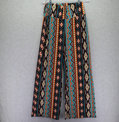 Win Win Pants Womens Large - XL Palazzo Wide Leg Pull-On Casual Colorful Stretch
