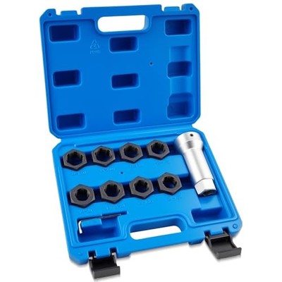 10-Piece Axle Spindle Thread Chaser Set - Includes 8 Dies & 1-1/16''Extension 