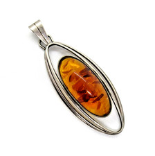 MEGA Bernstein Anhänger Original FISCHLAND 835 Silber Modernist 70s Vintage