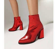 Chic Women's Sequins Pointed Toe Ankle Boots Casual Nightclub Party Dress Shoes