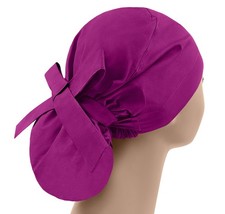 Scrub hats, scrub cap, womens surgical hat, ponytail scrub cap solid fuchsia