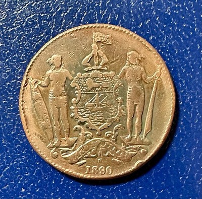RARE Beautiful 1890 British North Borneo 1 Cent Coin KM 2