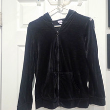 More Than Magic Black Velour Full Zip Hooded ...