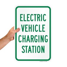 SmartSign "Electric Vehicle Charging Station" Sign | 12" x 18", Clear, Silver