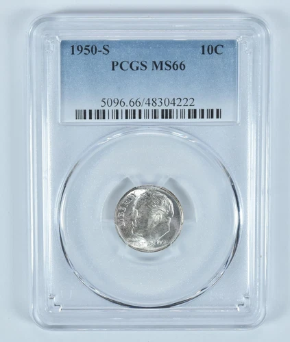 1950-S Roosevelt Dime MS66 PCGS Blue Label