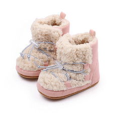 Newborn Girls Snow Boots Coral Fleece Winter Cute Ankle Boots Warm Baby Walking