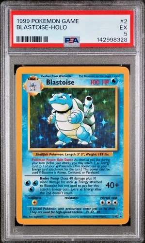 PSA 5 1999 Base Set Blastoise 2/102 Holo Foil Pokemon WOTC Unlimited Rare
