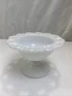 Vintage Candy Dish Reticulated Milk Glass Pedestal Decorative Compote  Bowl