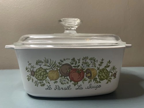 Vtg Corningware Spice of Life 1 1/2 Quart Le Persil La Sauge w/ Pyrex Lid 1.5 QT