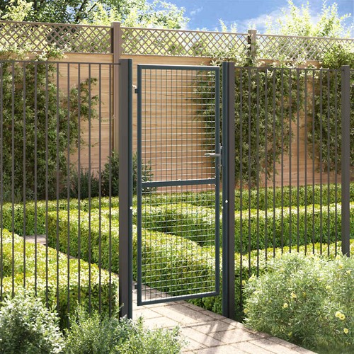 Mesh Garden Gate Galvanized Steel Privacy Border Enclosure 68.9"/78.7" vidaXL - Picture 4 of 40