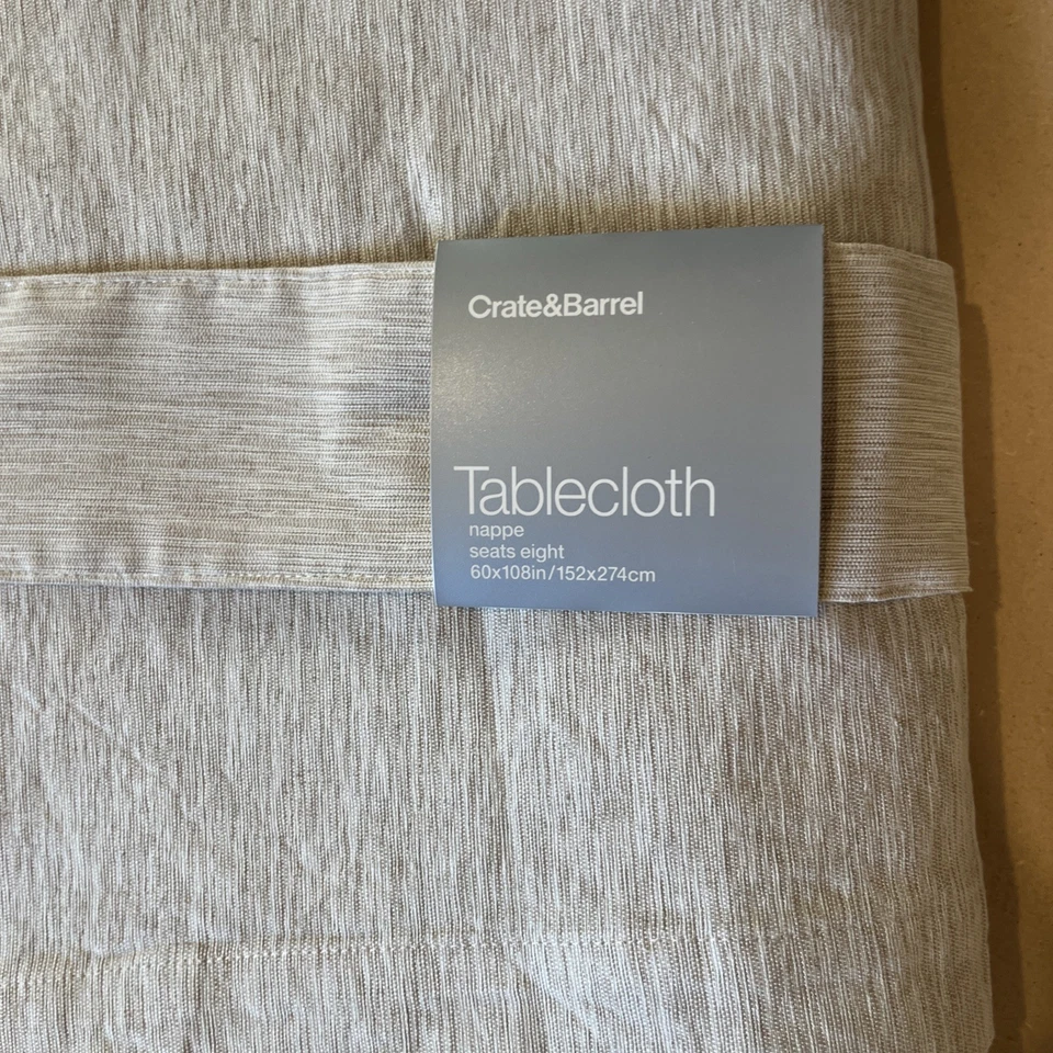 Crate & Barrel Rectangle 60x108 Tablecloth Linden Ecru beige 60% cotton with tag - Image 2 of 3
