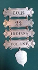 Antique Civil War Ladder Badge/Medal Pin  Company H   22nd  Indian  Vol.INF.