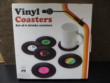 RPM Vinyl Record Coasters 6 Pack Retro New 1X