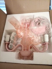LaLuLa Mini Chandelier Acrylic Crystals Pink 4 Arm Girls Chandelier New in box