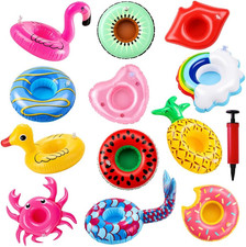 12 Pack Drink Floaties for Pool, Inflatable Drink Holder, Pool Drink Floats for