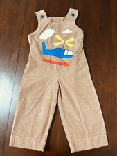 Vintage Handmade Beige Corduroy Overall Jumper Helicopter Measurements In Photo