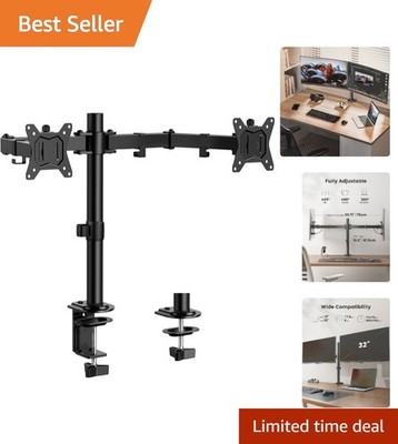 Dual Monitor Mount, Fully Adjustable for 13-32'' Displays, Easy Install