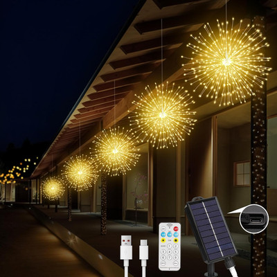 Solar Christmas Firework Lights Outdoor, 5 Pack 1000LED Solar Starburst Lights w