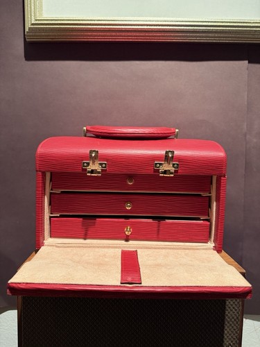 Scully & Scully Italian Wave Leather Jewelry Box, Red Excellent Condition Nice! - Picture 15 of 24