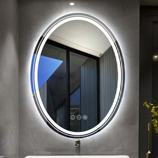 24 In. W X 32 In. H Large Oval Frameless Anti-Fog Wall Dimmable Backlit Dual LED
