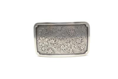 Silver Floral Western Cowboy Belt Buckle, (1.5'') Removable Western Buckle