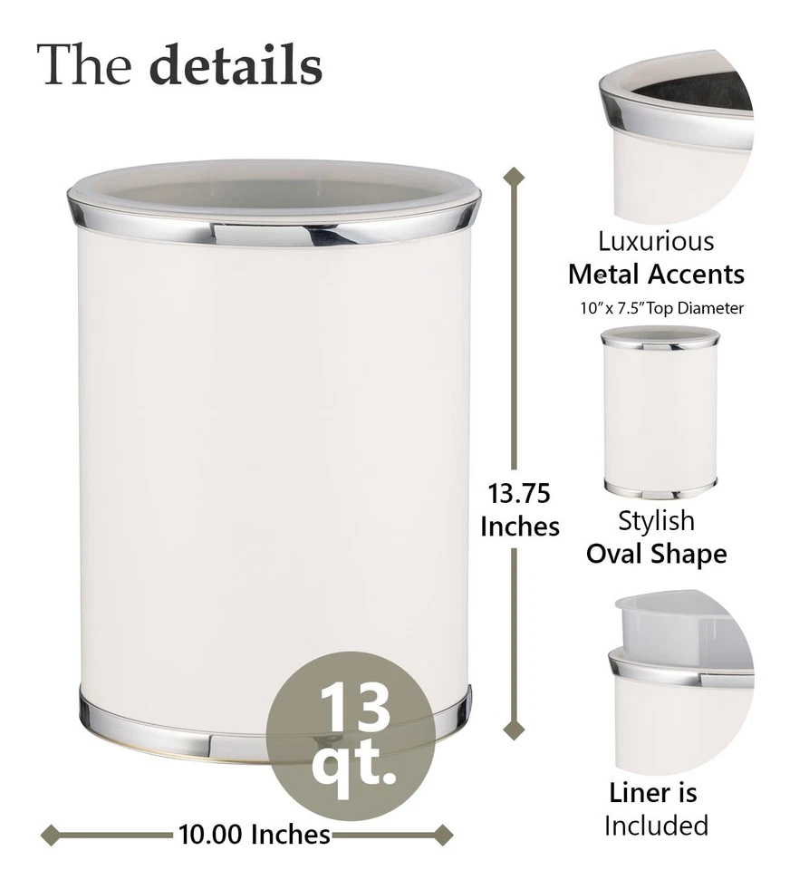 Sophisticates Cesta de basura ovalada con revestimiento de plástico, añadiendo estilo clásico a la... Foto 2 de 2