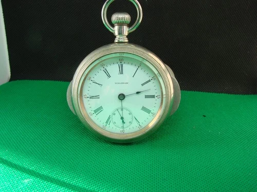 POCKET WATCH 58mm WALTHAM 15j NICKEL SILVER FLIP OUT CASE !  ja