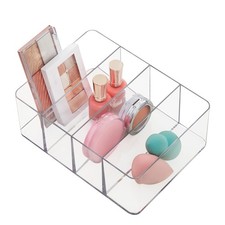 4-Compartment Clear Plastic Organizer, Rectangular Divided Makeup and Vanity ...