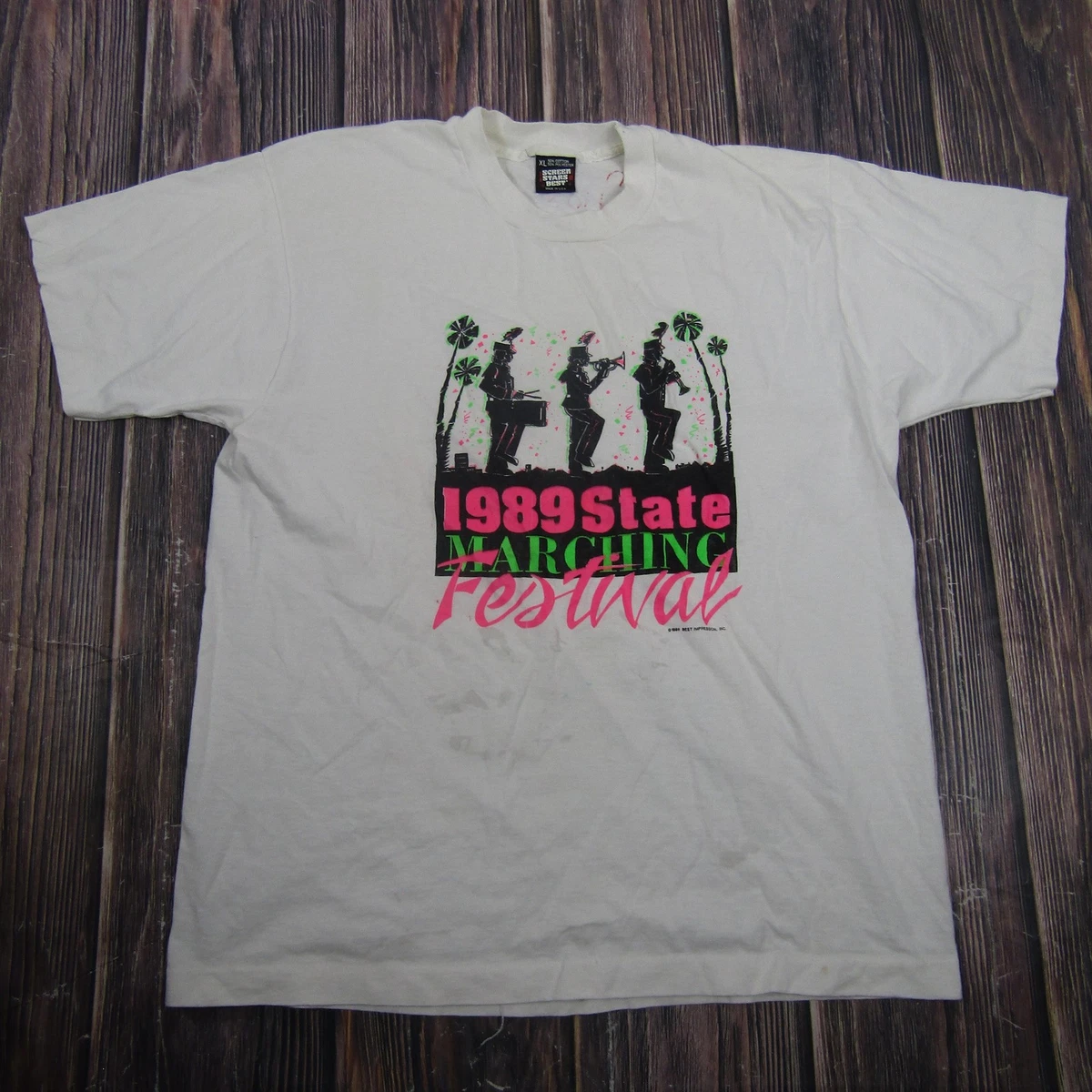 80s USA製 SCREEN STARS Film Festival Tee Vintage Screen Stars Best 1989 Marching Festival Shirt Mens XL