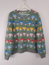 Boden Edie Mushroom Knit Jumper Size XL Yoke Fair Isle Scandi Wool Alpaca Blend