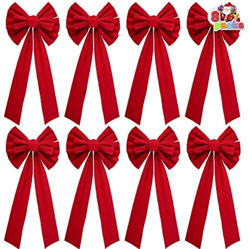 JOYIN 8 Pezzi Rosso Velluto Fiocchi, 66 cm Lunghezza 25,4 cm di (u1f)
