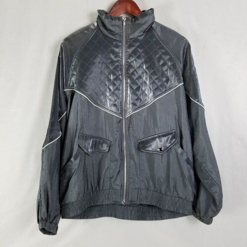 Vintage Active Frontier Jacket Womens Medium Gray 90s Windbreaker Full Zip