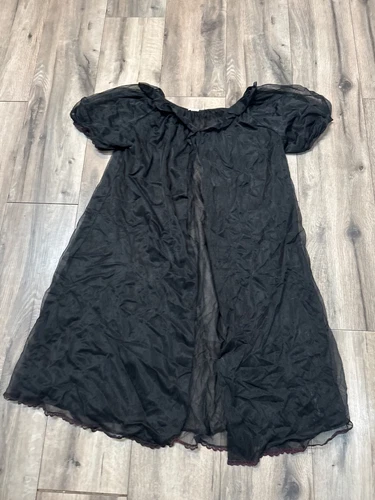 Vintage Radcliffe S Peignoir Sheer Black Nylon House Coat Nightgown Puff Sleeves