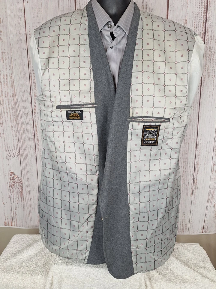 Blazer Abrigo Deportivo Vintage Sears Para Hombre 50R Gris Dorado Botón Medio Forrado Foto 4 de 4