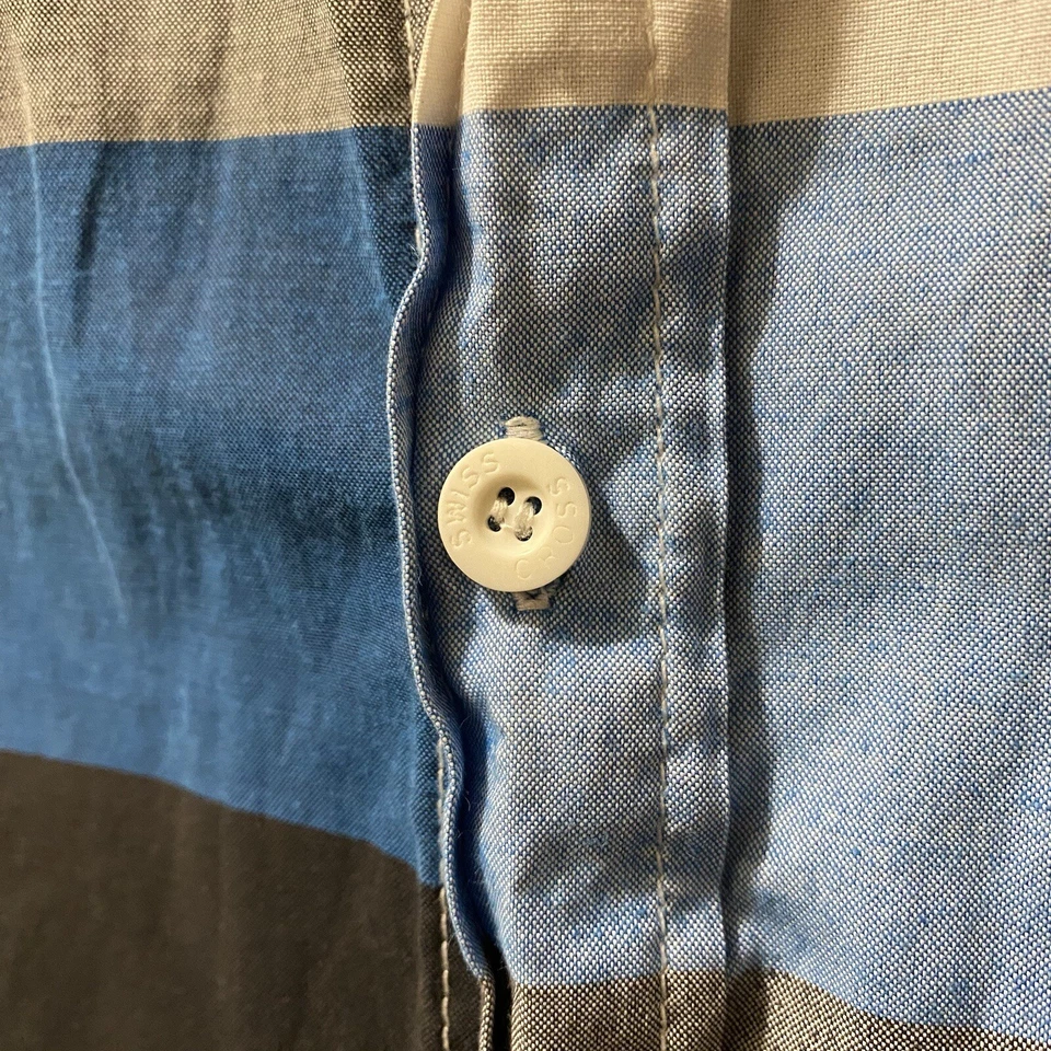 Men’s 5XL / 5TG Swiss Cross Gray Color Block Dress Shirt (Fits Like A 2XL) - Image 4 of 4