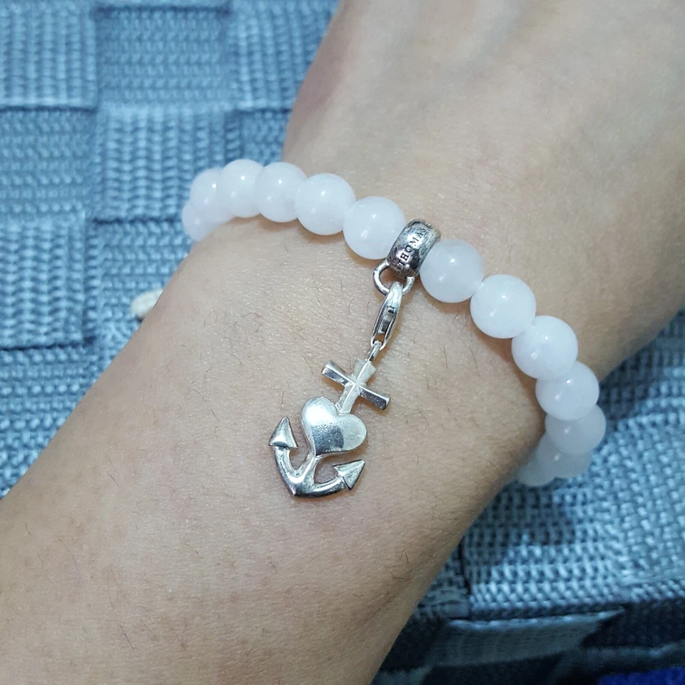 Thomas Sabo 925 Pulseira de Prata Esterlina, Pulseira Deslizante de Ágata Branca, Ajustável - Imagem 3 de 4