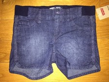 Levi's Girls Jean Shorty Denim shorts Size 7 Regular NWT Rib Knit Waistband