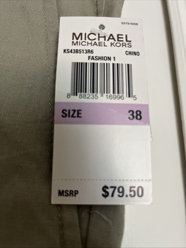 NWT~Michael Kors~LOGO~Beige~Chino Linen Cotton Shorts Size 38 - Picture 2 of 8