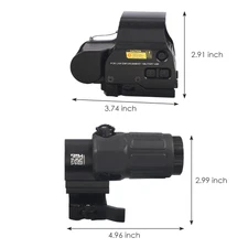 Holographic 558 Sight + G33 3x Magnifier Black Quick-Detach Mount 20mm Airsoft