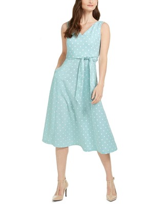 anne klein dot print midi dress
